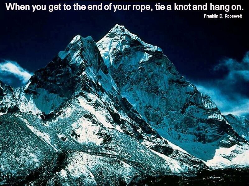 mountain peak with quote