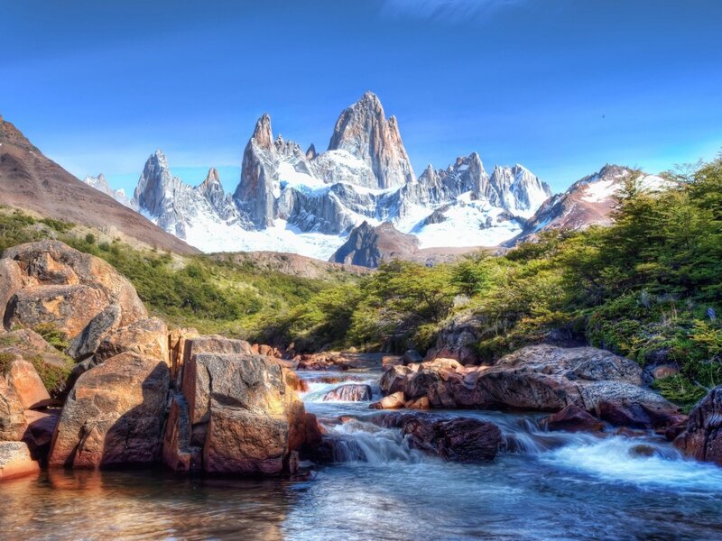 Mountain Peak with River