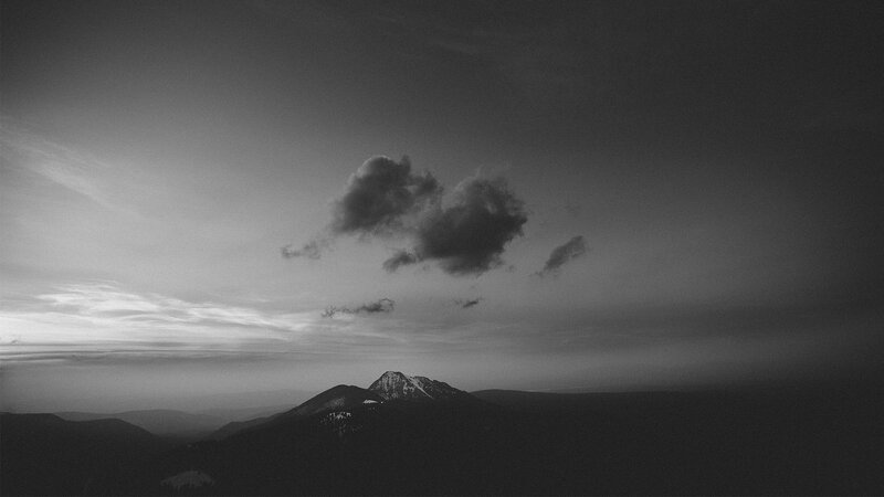 Mountain Peak with Snow — Black