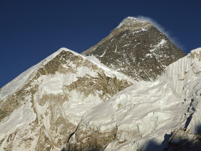 Mountain Peak with Snow — Blue, Dramatic, Afternoon, Photograph