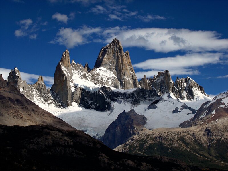 Mountain Peak with Snow — Blue, Dramatic, Afternoon