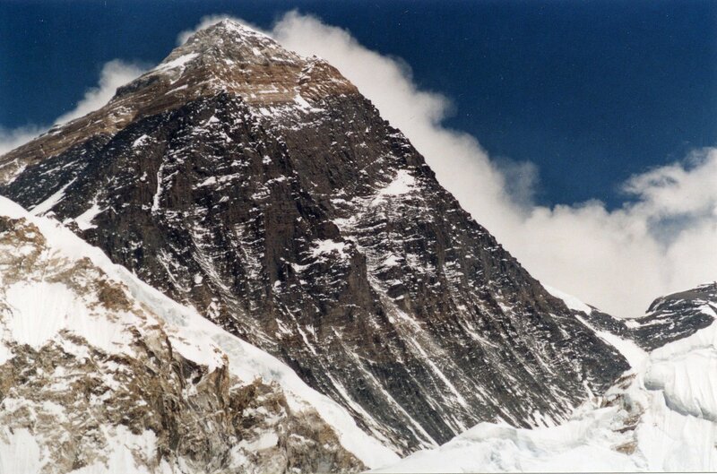 Mountain Peak with Snow — Blue, Dramatic, Photograph