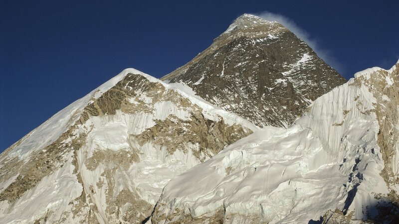 Mountain Peak with Snow — Blue, Dramatic
