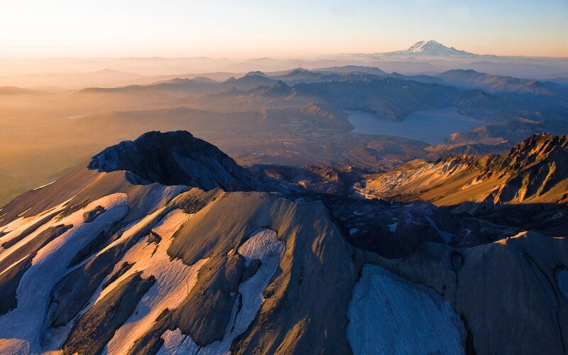 Mountain Peak with Snow — Brown, Serene
