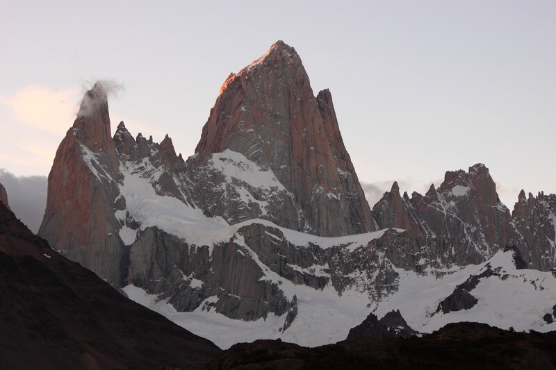Mountain Peak with Snow — Gray, Dramatic, Sunset