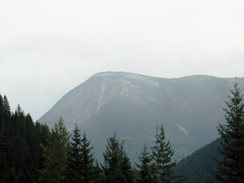 Mountain Peak with Snow — Green, Overcast