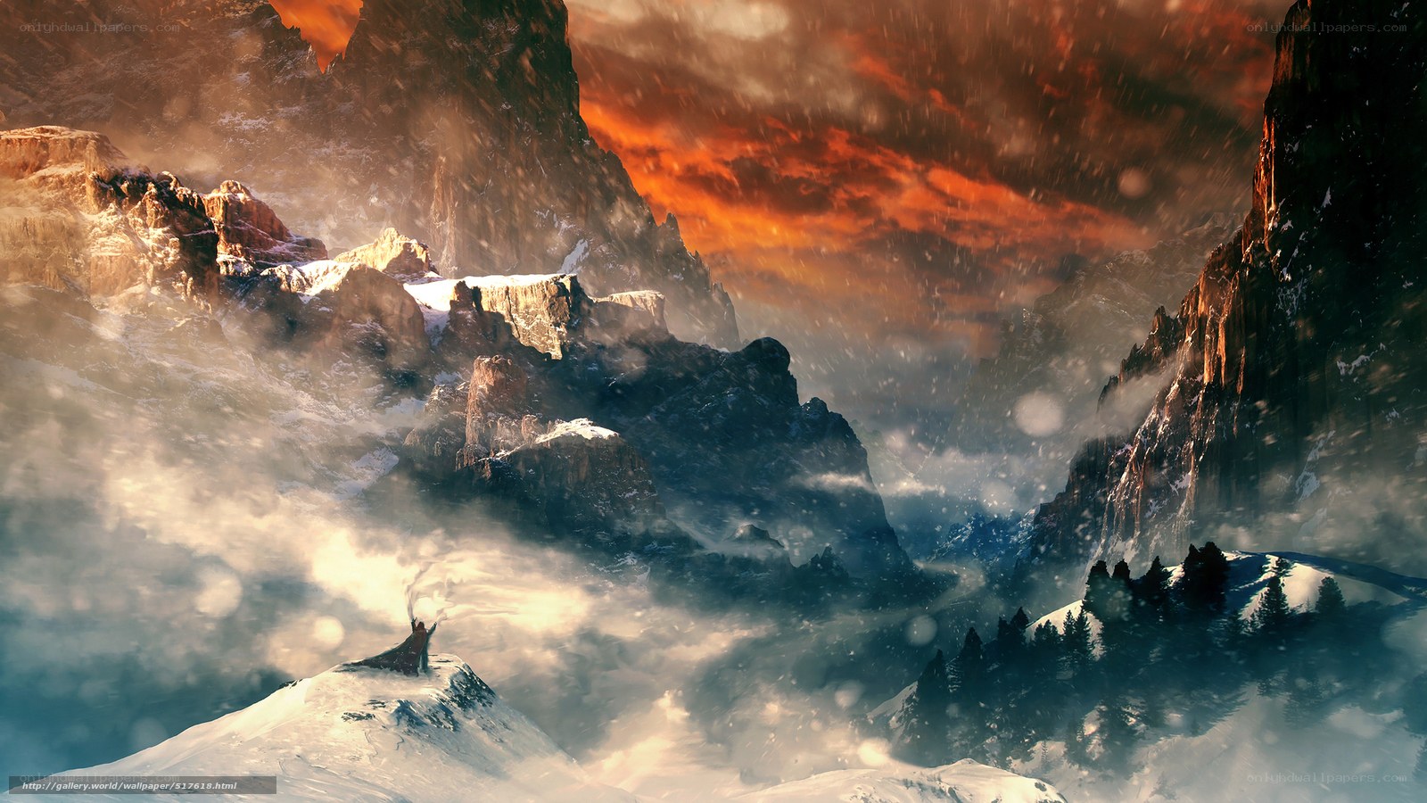 Mountain peak with stormy sky