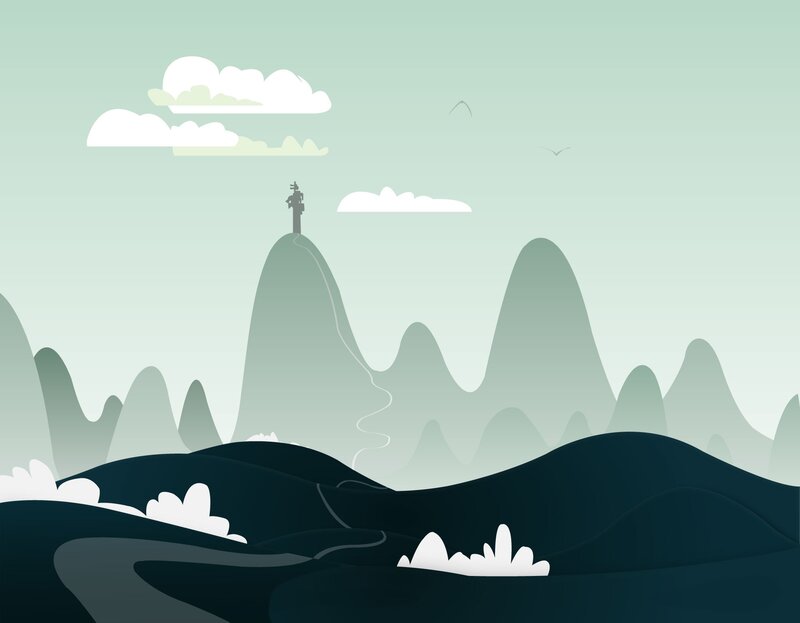 mountain peak with traveler