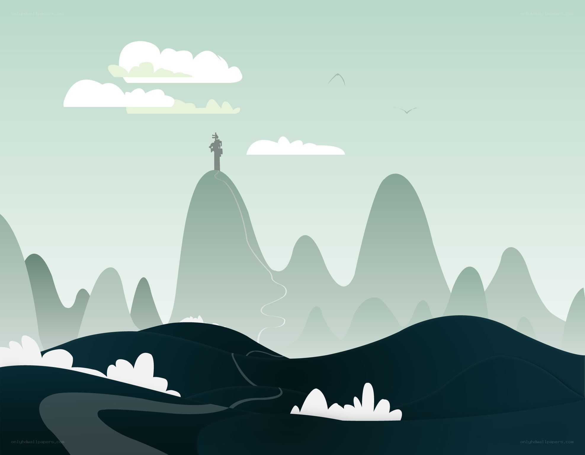 mountain peak with traveler