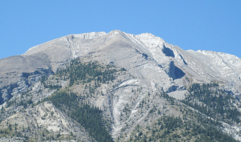 Mountain Peak with Trees — Blue, Serene, Afternoon, Photograph