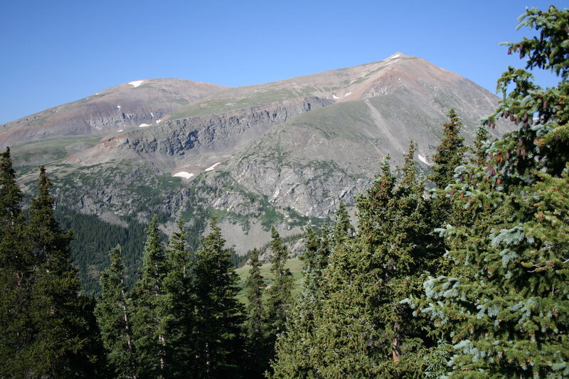Mountain Peak with Trees — Green