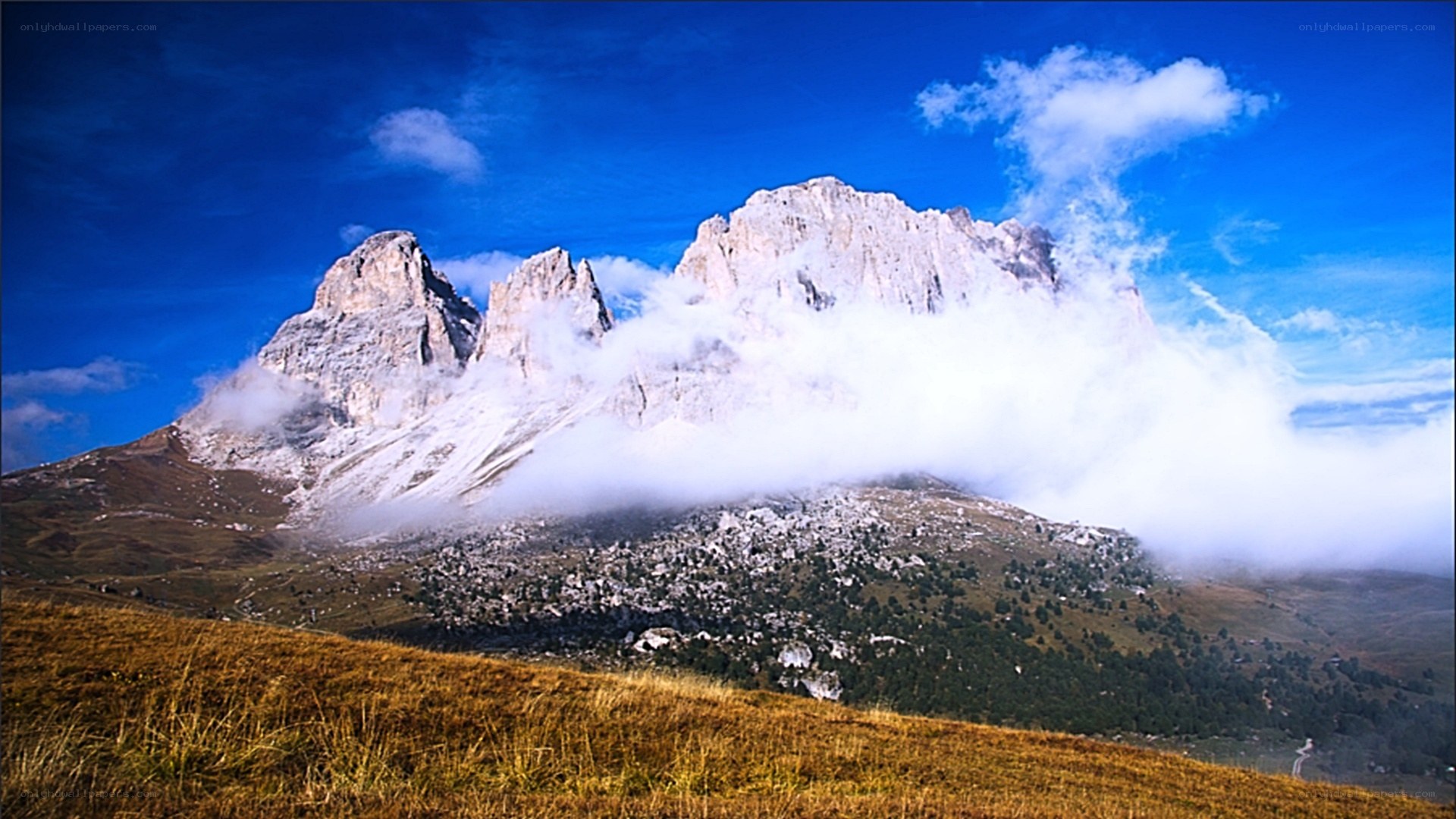 Mountain peaks above clouds