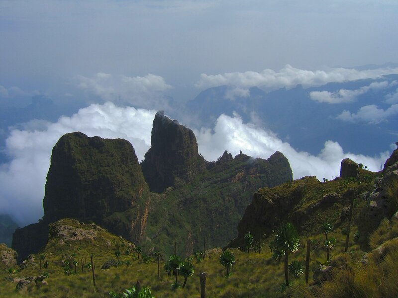 Mountain Peaks Above Clouds — Green, Dramatic, Afternoon