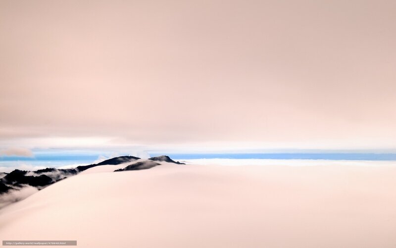 Mountain Peaks Above Clouds — Pink