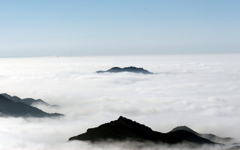 Mountain Peaks Above Clouds — White, Serene