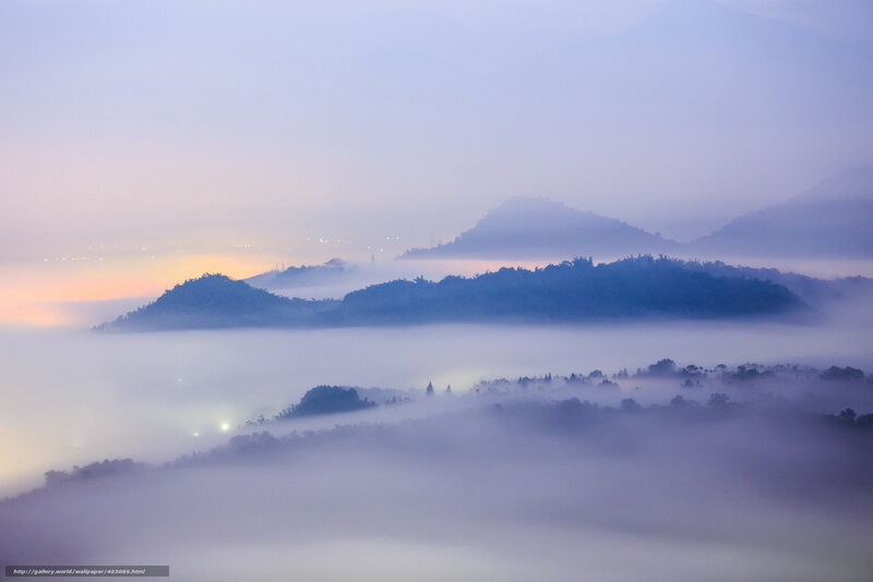 Mountain Peaks Above Fog — Blue