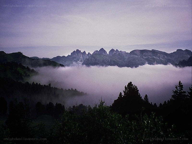 Mountain peaks above the clouds
