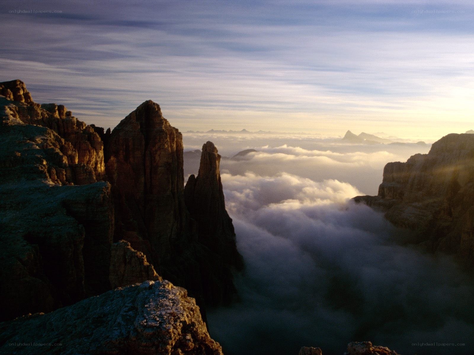 Mountain peaks above the clouds