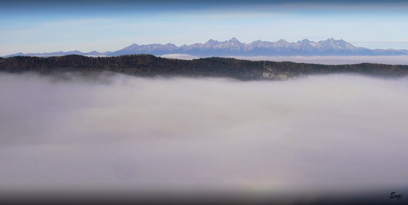 Mountain peaks above the clouds