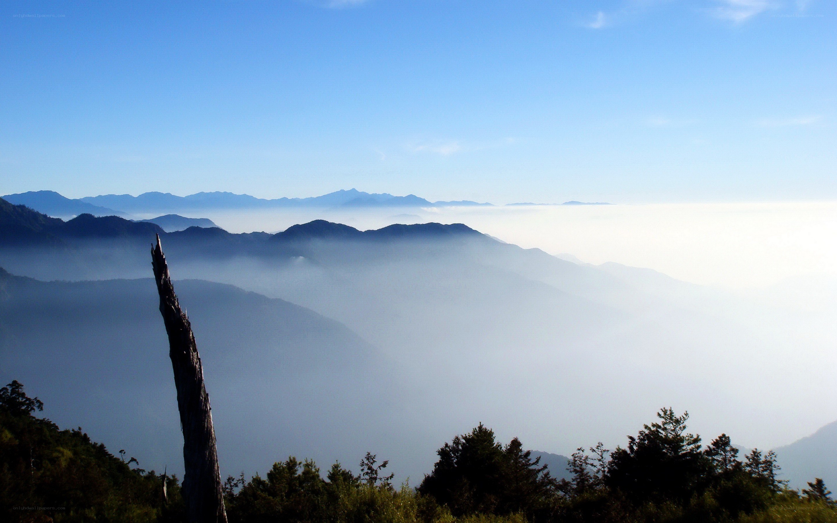 Mountain peaks above the clouds