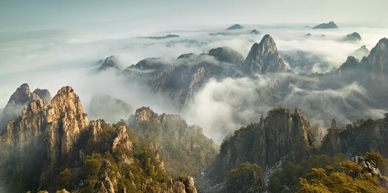 Mountain peaks above the clouds