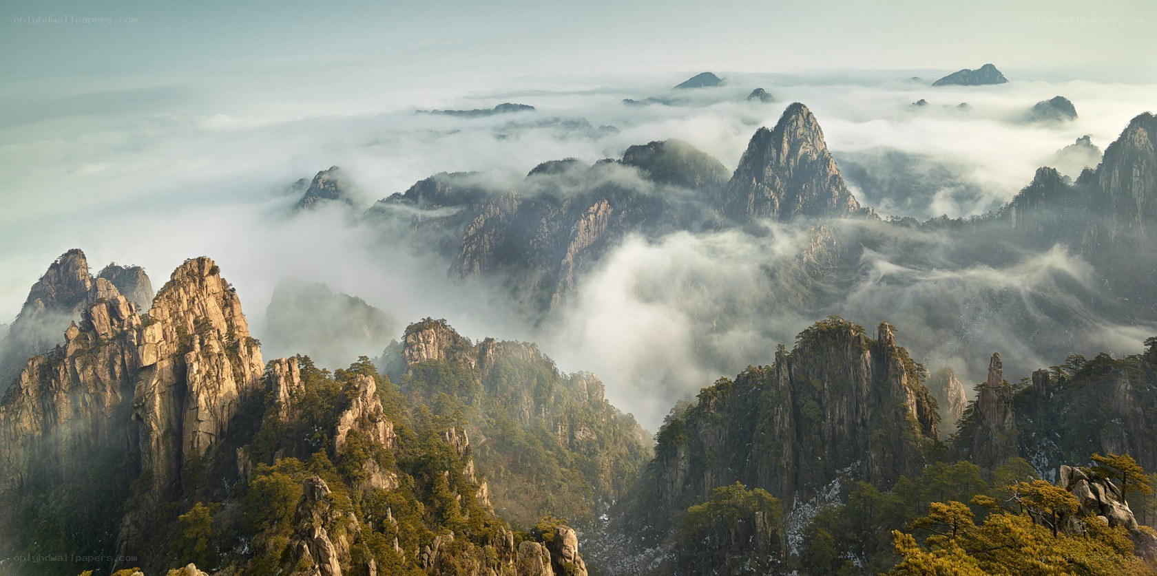 Mountain peaks above the clouds