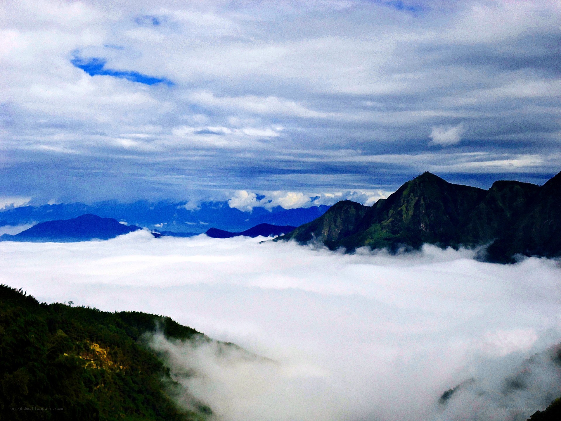 Mountain peaks above the clouds