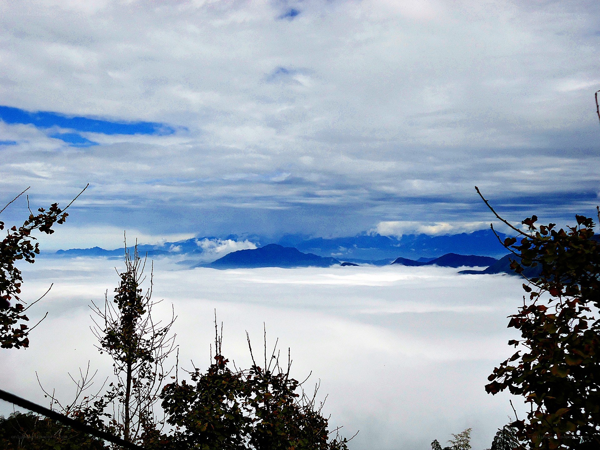 Mountain peaks above the clouds