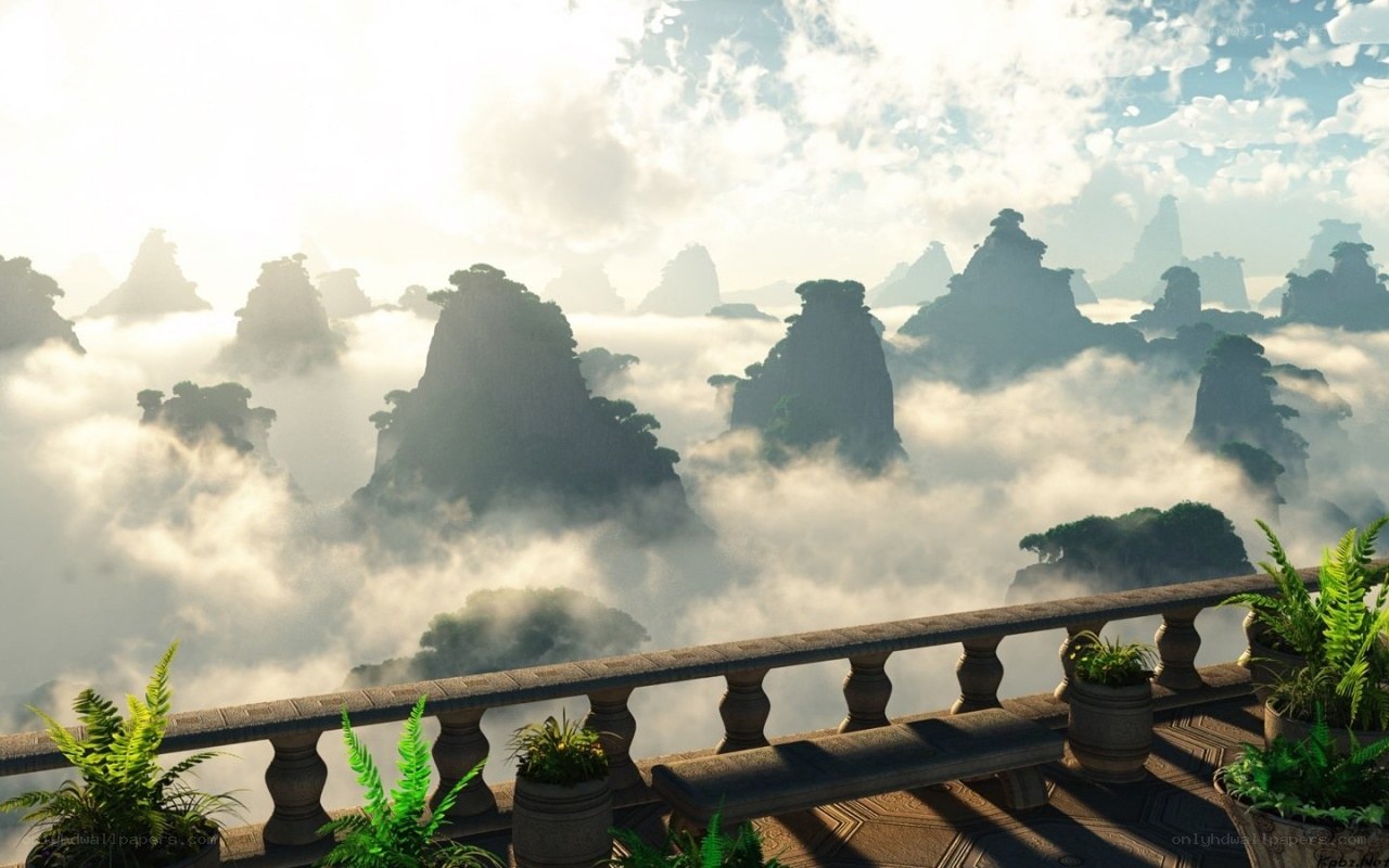 Mountain peaks above the clouds