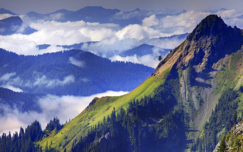 Mountain peaks above the clouds