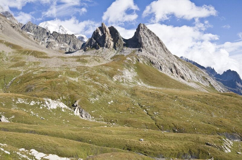 Mountain peaks and alpine meadows