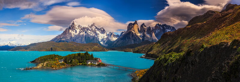 Mountain Peaks and Lake — Blue, Dramatic, Afternoon