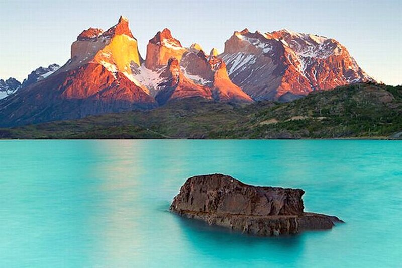 Mountain Peaks and Lake — Blue, Serene