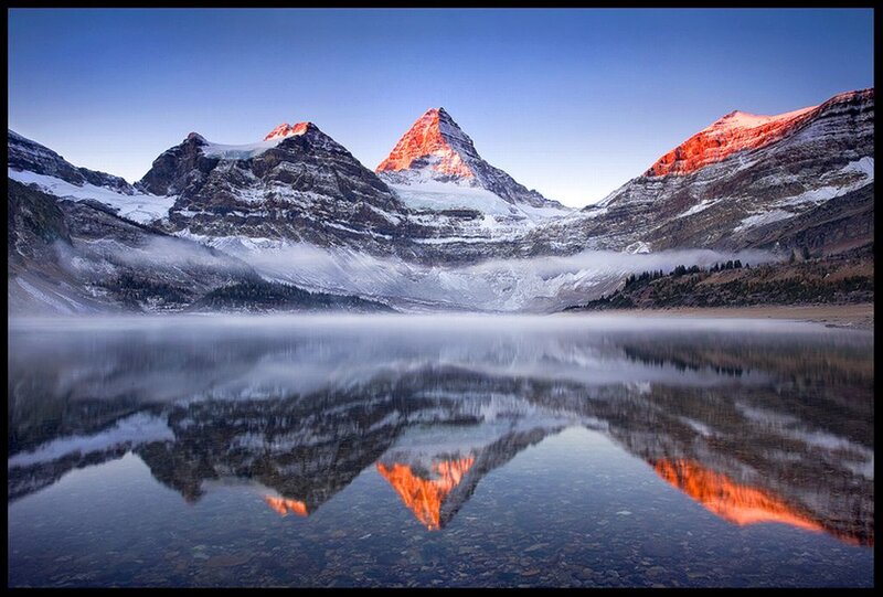 Mountain Peaks and Lake — Blue