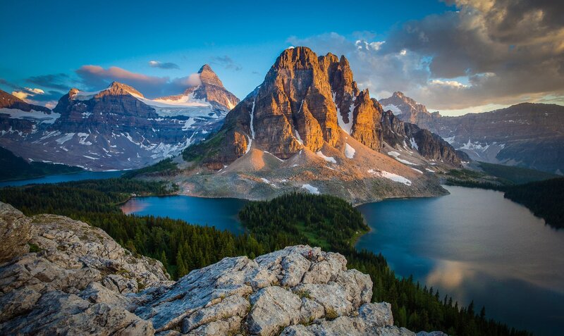 Mountain Peaks and Lakes — Blue