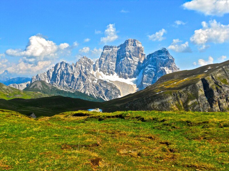 Mountain Peaks and Meadow