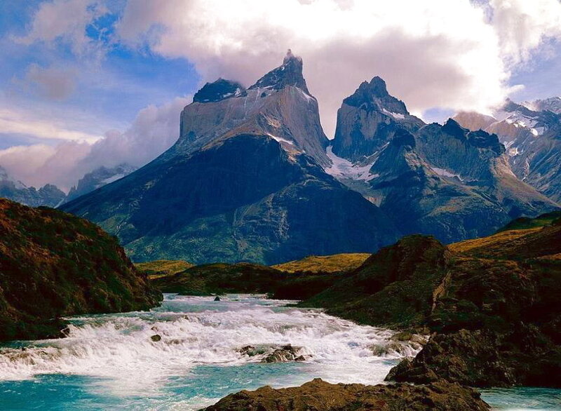 Mountain Peaks and River