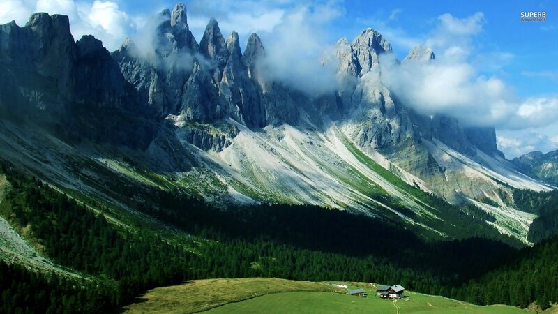 Mountain Peaks and Valley — Green, Dramatic, Afternoon