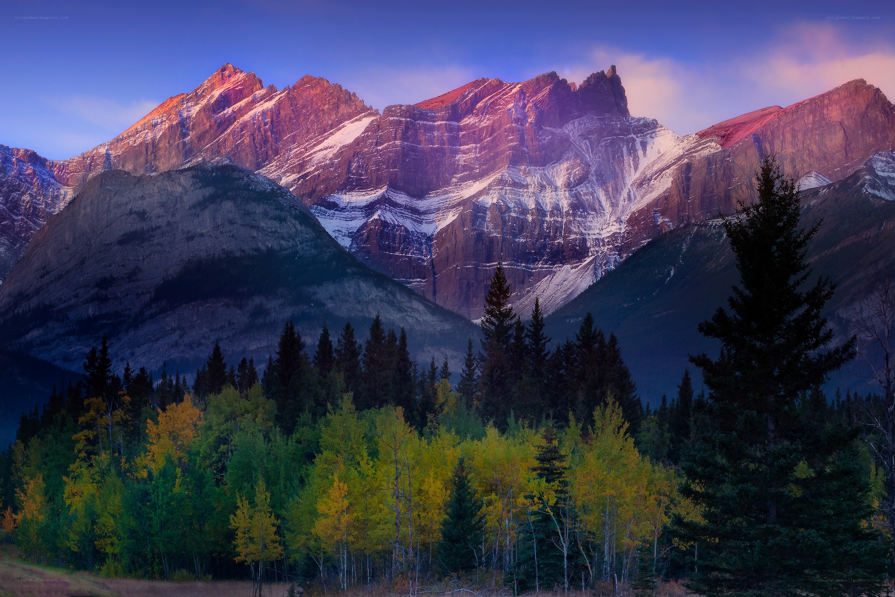 Mountain peaks at dawn