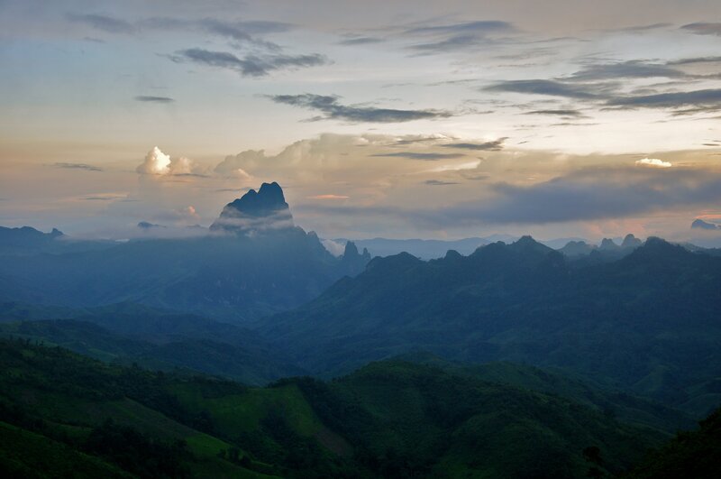 Mountain peaks at dawn