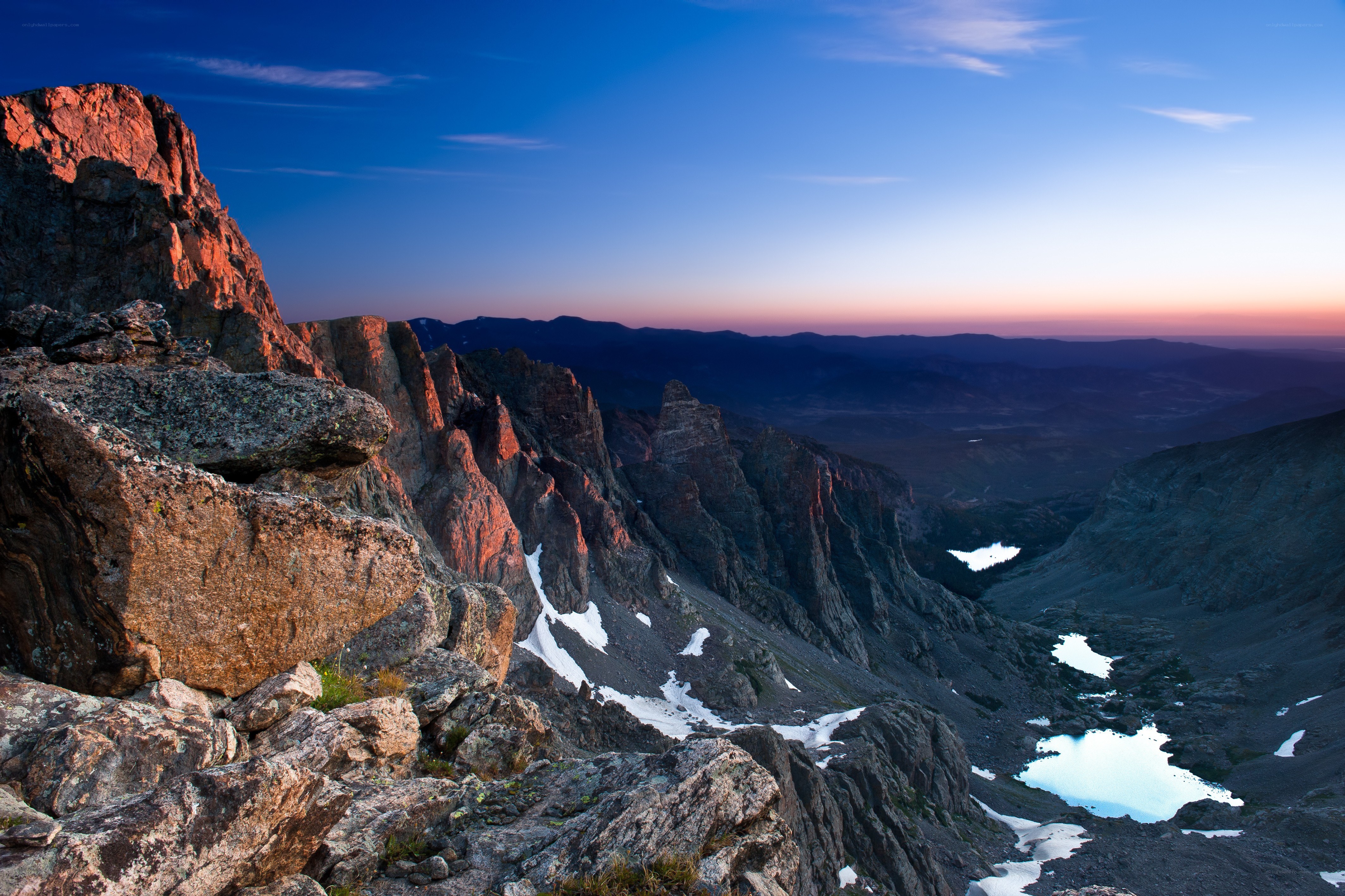 Mountain peaks at dawn