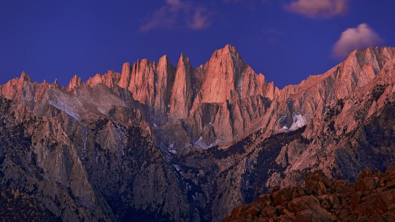 mountain peaks at dusk