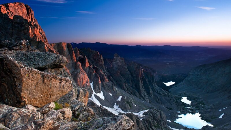 Mountain Peaks at Dusk — Blue, Dramatic