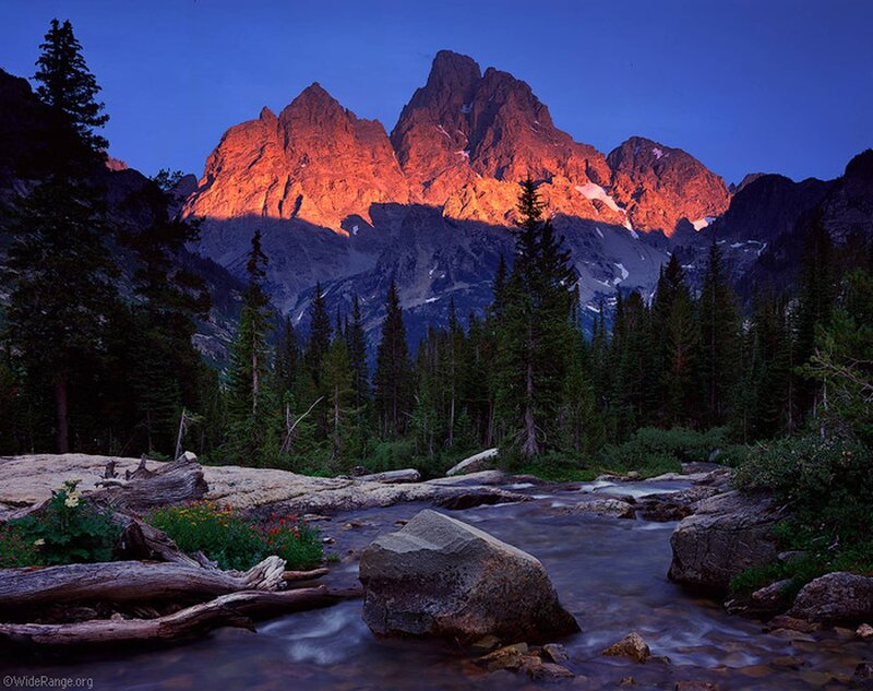 Mountain Peaks at Dusk — Blue, Serene