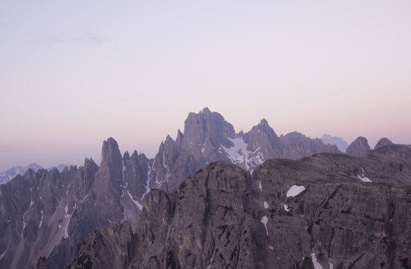 Mountain Peaks at Dusk — Gray, Serene