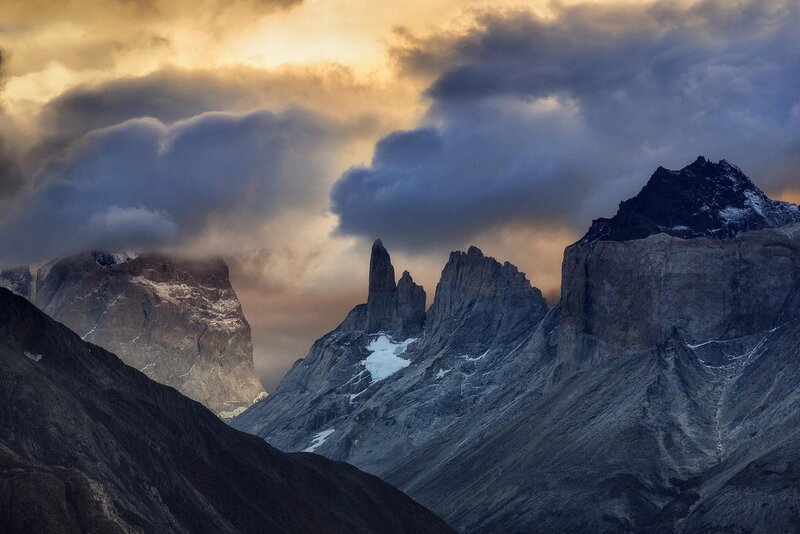 Mountain Peaks at Dusk — Gray