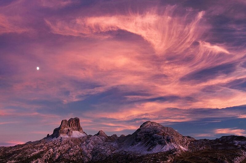 Mountain Peaks at Dusk — Purple, Dramatic, Sunset