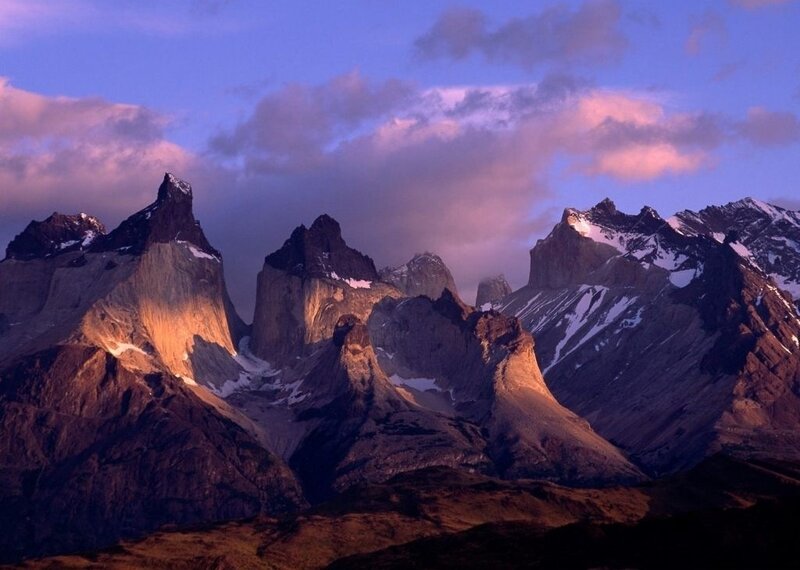 Mountain Peaks at Dusk — Purple, Dramatic
