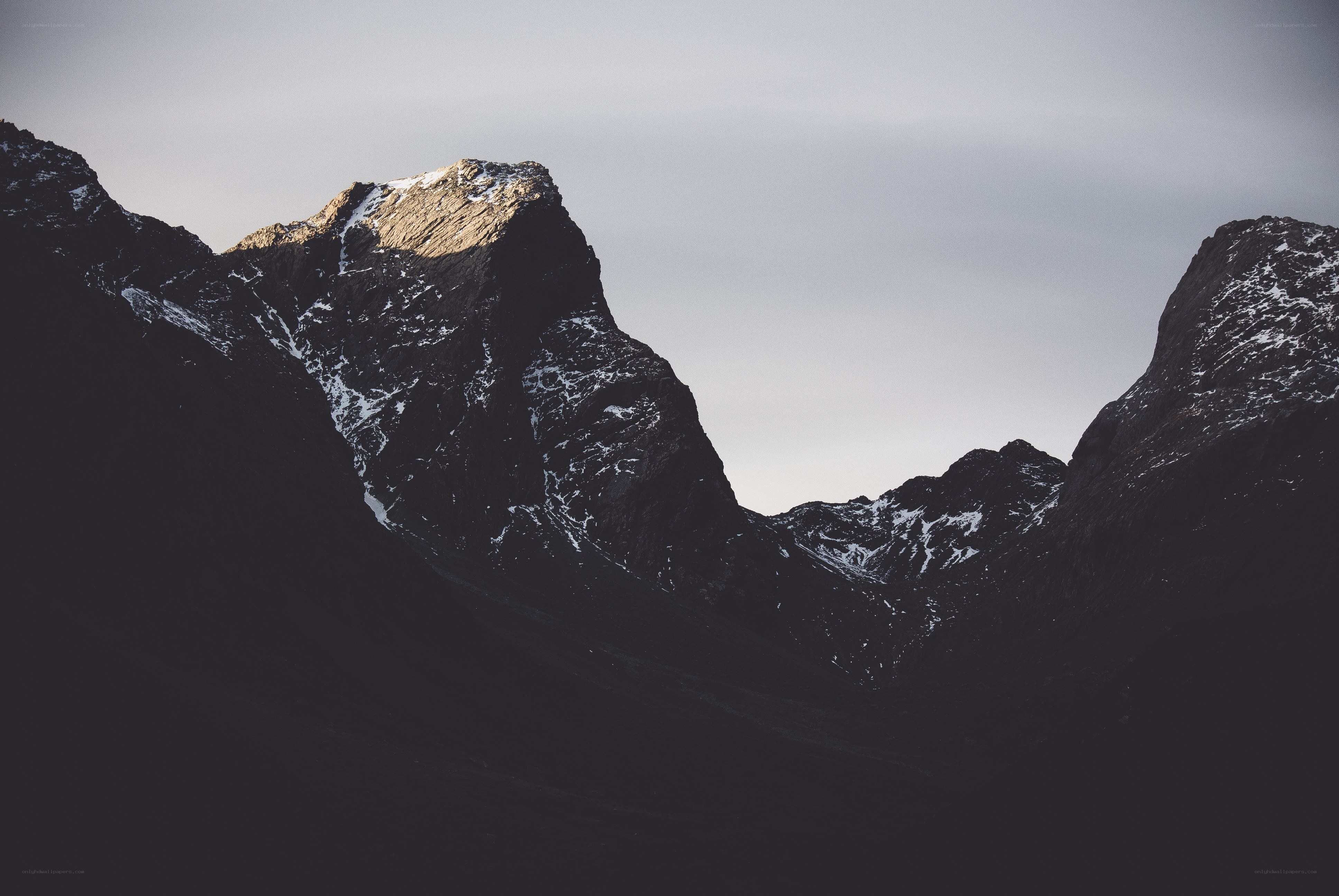 Mountain peaks at dusk