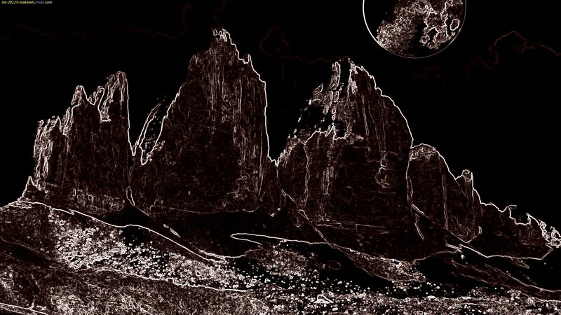 Mountain Peaks at Night — Black